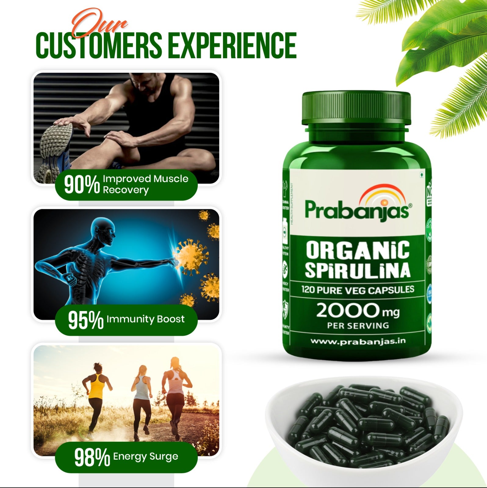 Prabanjas™ Organic Spirulina | Certified Pure Veg Capsules